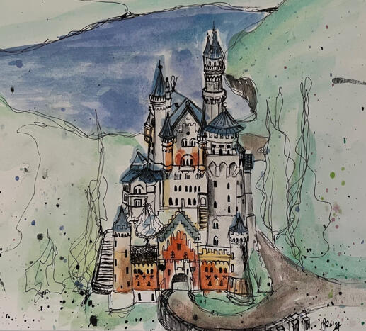 Schloss Neuschwanstein - Aquarell